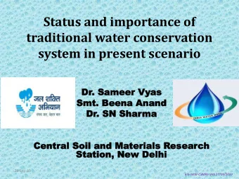 traditional water conservation  system in present scenario  Dr. Sameer  meer Vyas  as  Smt  mt.  .