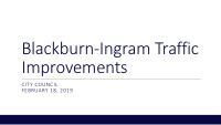 blackburn ingram traffic improvements