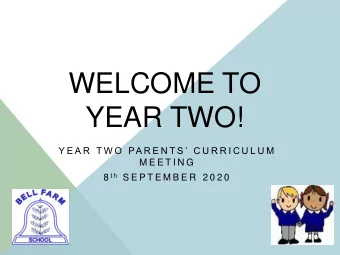 WELCOME TO  YEAR TWO!  Y E A R  T W O  PA R E N T S   C U R R I C U L U M  M E E T I N G 8 t h S