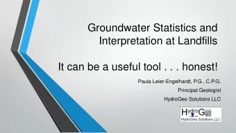 Groundwater Statistics and  Interpretation at Landfills  It can be a useful tool . . . honest!