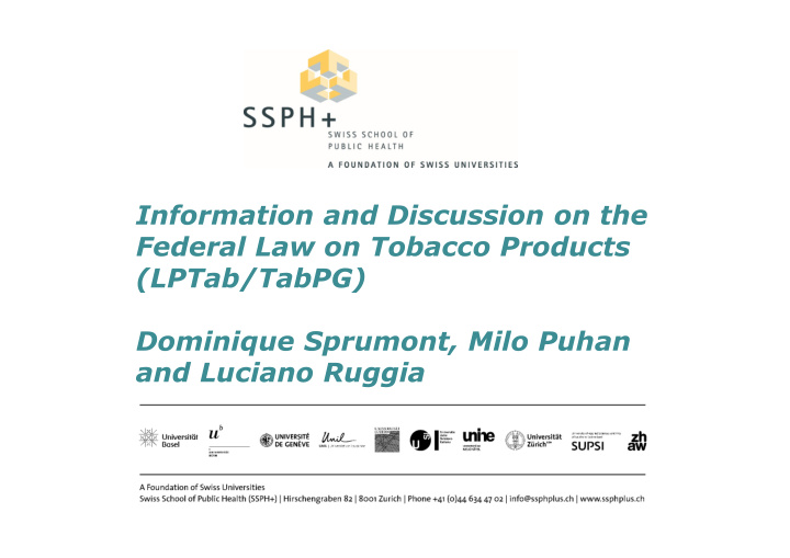 information and discussion on the federal law on tobacco