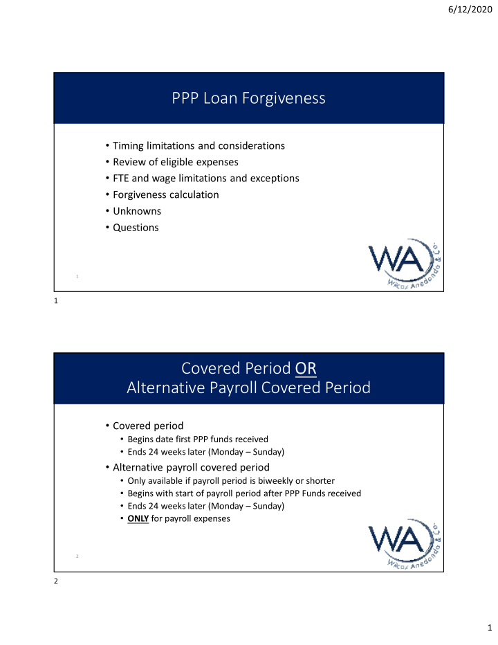 ppp loan forgiveness