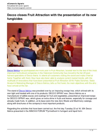 Decco closes Fruit Attraction with the presentation of its new  fungicides  Decco Ibrica has