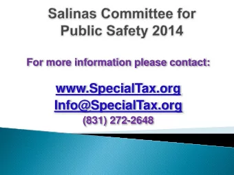 www.SpecialTax.org  Info@SpecialTax.org  (831) 272-2648  Who we are  What is the Problem with