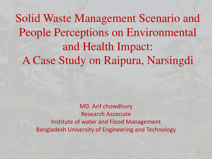 solid waste management scenario and