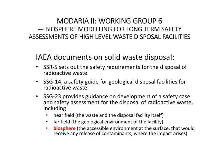 iaea documents on solid waste disposal