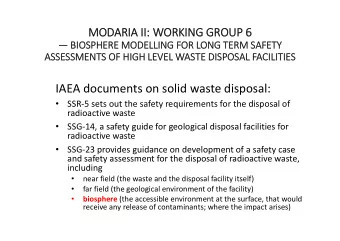 IAEA documents on solid waste disposal:   SSR  5 sets out the safety requirements for the
