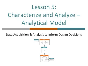 Analytical Model  Data Acquisition &amp; Analysis to Inform Design Decisions  What have we done?
