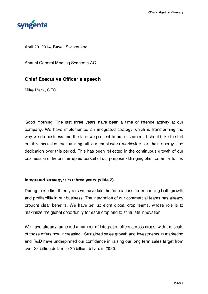 chief executive officer s speech