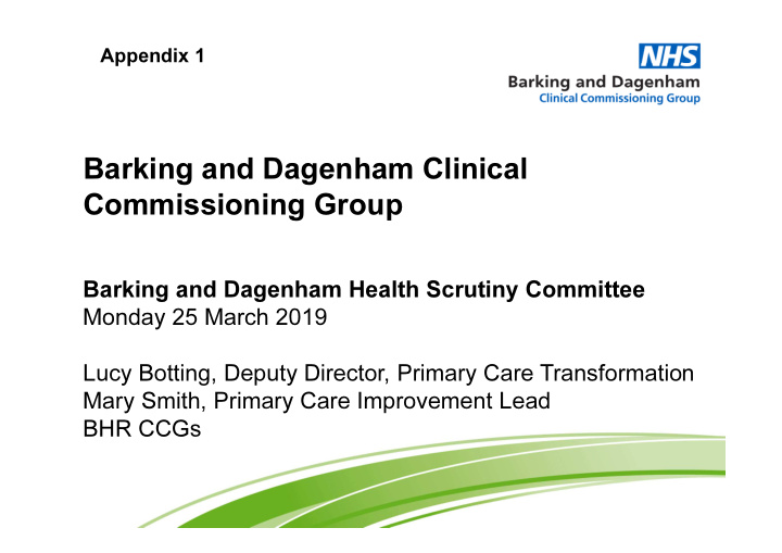 barking and dagenham clinical commissioning group