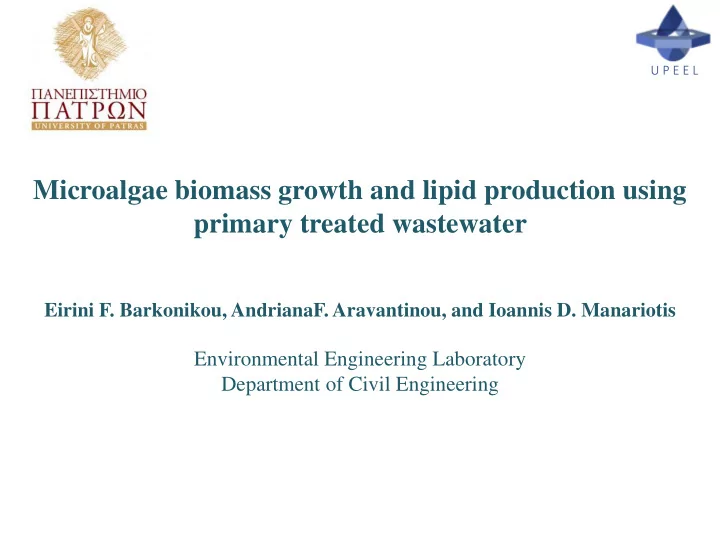 primary treated wastewater