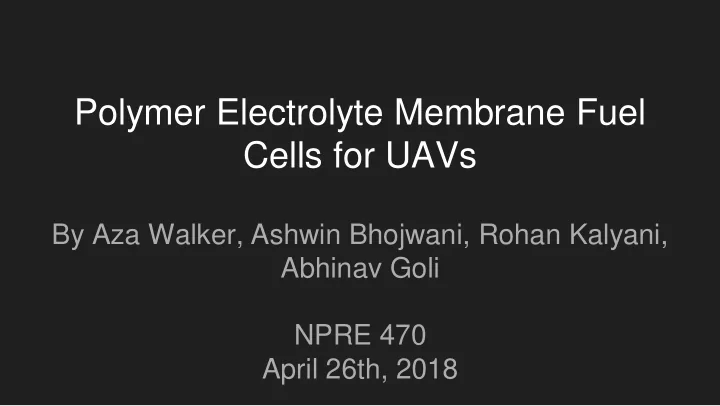 polymer electrolyte membrane fuel cells for uavs