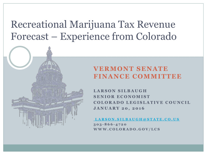 recreational marijuana tax revenue forecast experience