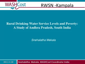 RWSN -Kampala Rural Drinking Water Service Levels and Poverty: A Study of Andhra Pradesh, South