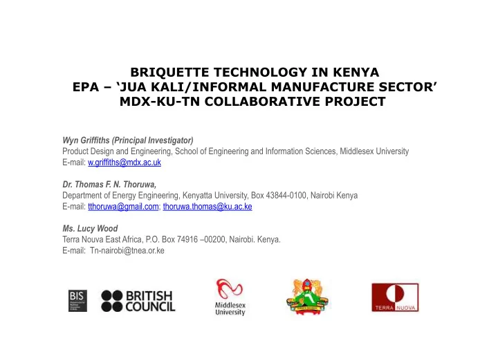 briquette technology in kenya epa jua kali informal