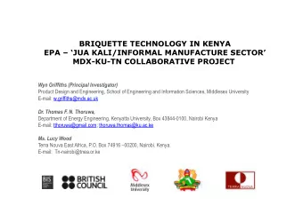 BRIQUETTE TECHNOLOGY IN KENYA  EPA  JUA KALI/INFORMAL MANUFACTURE SECTOR  MDX-KU-TN