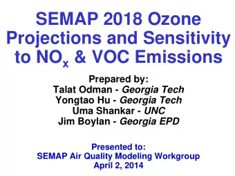 Projections and Sensitivity to NO x &amp; VOC Emissions  Prepared by: Talat Odman - Georgia Tech