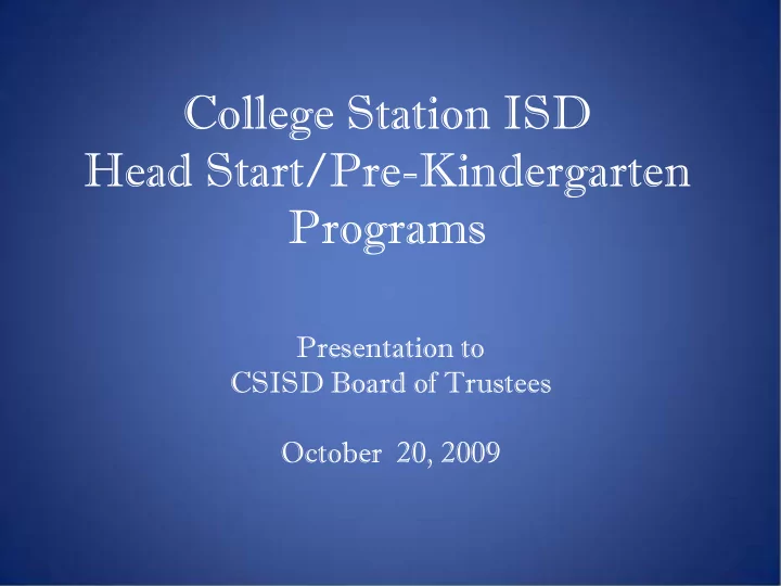 college station isd head start pre kindergarten programs