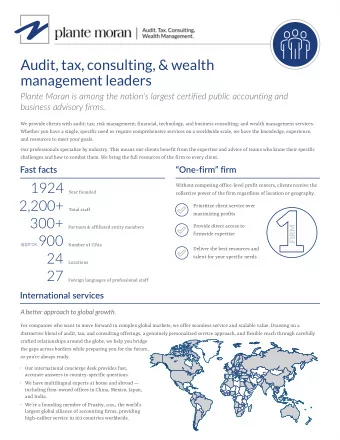 Audit, tax, consulting, &amp; wealth  management leaders  Plante Moran is among the nations