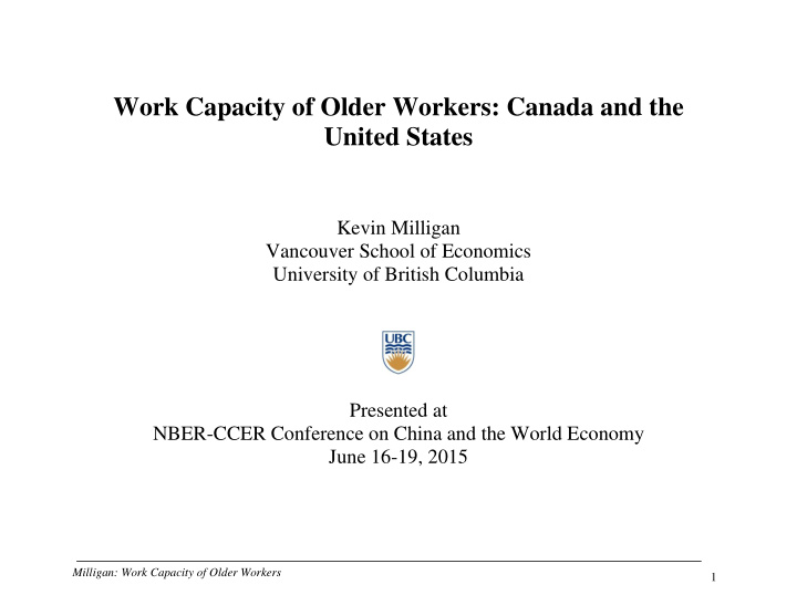 work capacity of older workers canada and the united