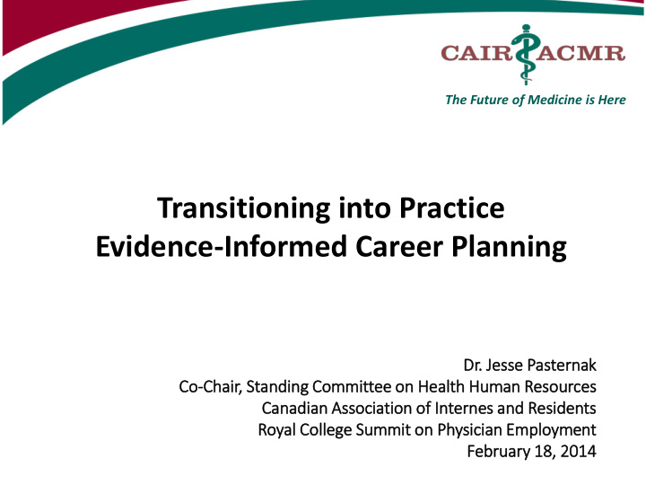 transitioning into practice evidence informed career