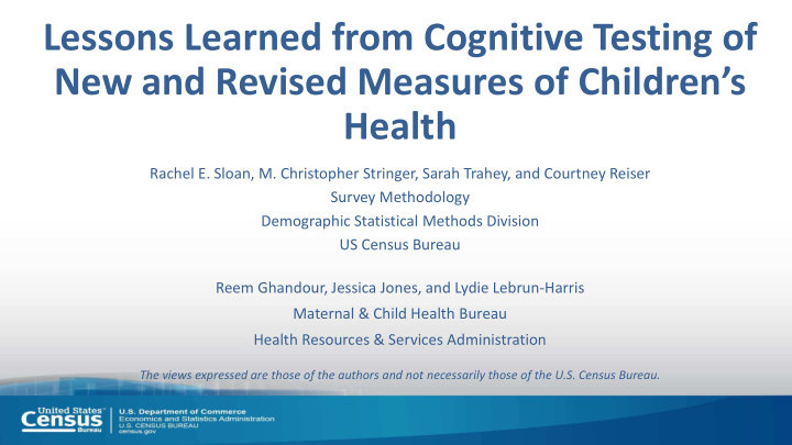 lessons learned from cognitive testing of new and revised