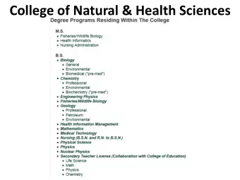 College of Natural &amp; Health Sciences  College of Natural &amp; Health Sciences  College of