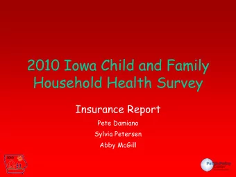 Household Health Survey  Insurance Report  Pete Damiano  Sylvia Petersen  Abby McGill  2010  Topics