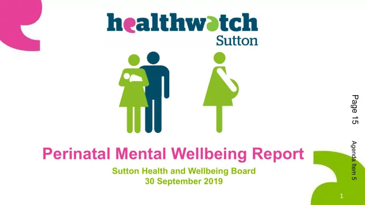perinatal mental wellbeing report