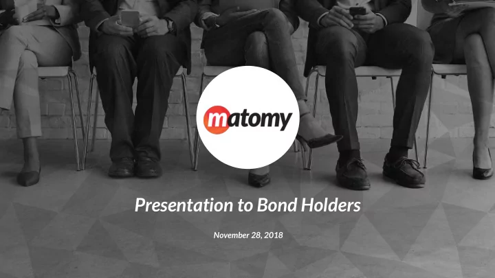 presentation to bond holders