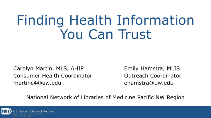 finding health information you can trust