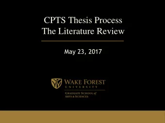 The Literature Review  May 23, 2017  The Process of Research  Research Involves a Process