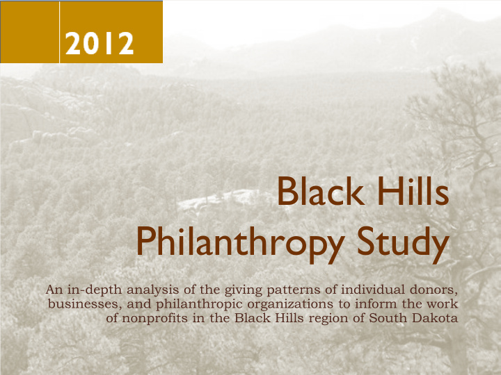 black hills philanthropy study