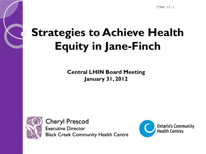 strategies to achieve health equity in jane finch