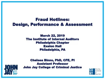 About Me  Worked on a hotline as a confidential  investigator for NYC DOI.  Studied hotlines