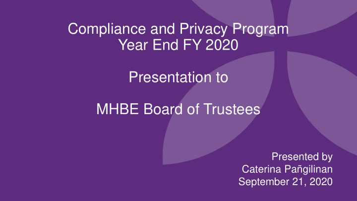 compliance and privacy program