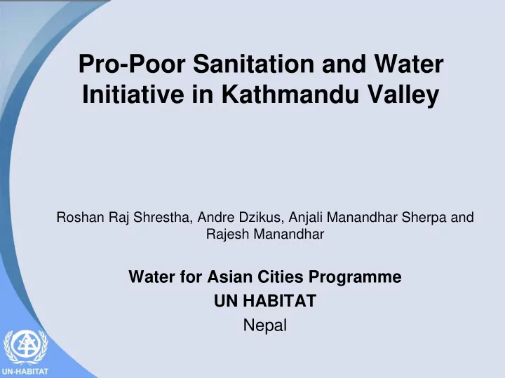 pro poor sanitation and water initiative in kathmandu
