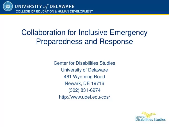preparedness and response