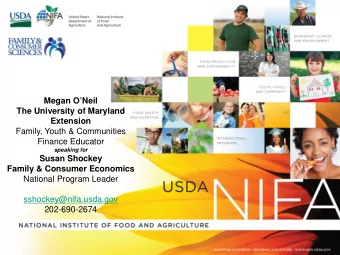 Megan ONeil  The University of Maryland  Extension  Family, Youth &amp; Communities  Finance