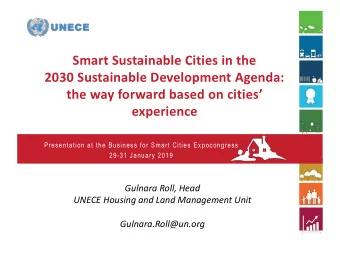 Smart Sustainable Cities in the  2030 Sustainable Development Agenda: the way forward based on