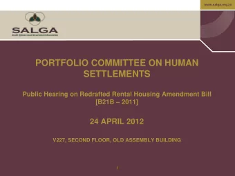 PORTFOLIO COMMITTEE ON HUMAN  SETTLEMENTS  Public Hearing on Redrafted Rental Housing Amendment
