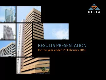 RESULTS PRESENTATION  for the year ended 29 February 2016  SARS Randburg  INTRODUCTION  SANDILE
