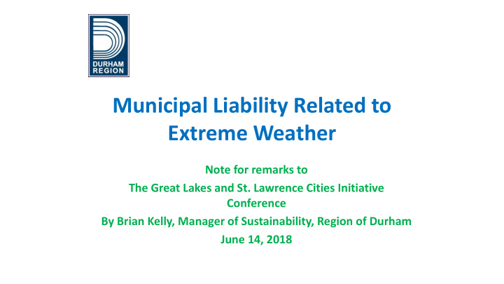 municipal liability related to extreme weather