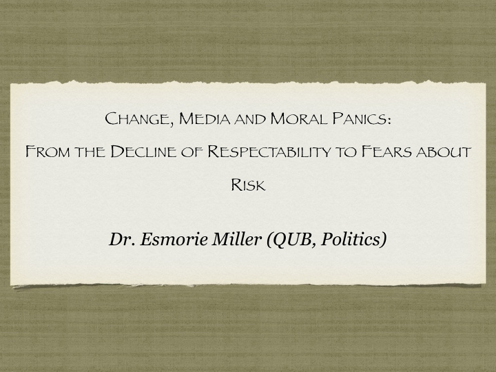dr esmorie miller qub politics introduction