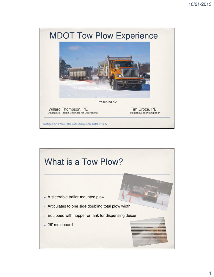 mdot tow plow experience