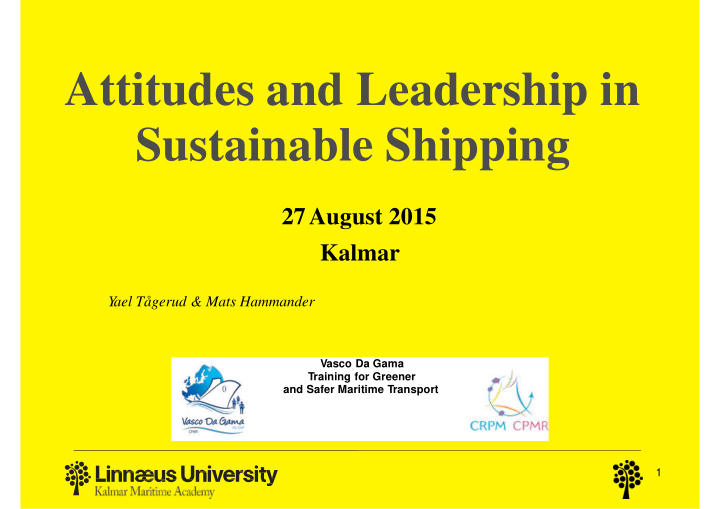 attitudes and leadership in sustainable shipping