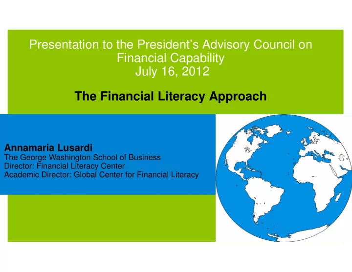 presentation to the president s advisory council on