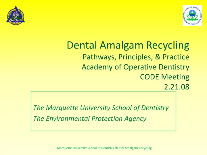 dental amalgam recycling