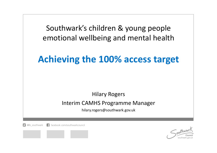 achieving the 100 access target