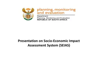 Presentation on Socio-Economic Impact  Assessment System (SEIAS)  Presentation Outline  1.